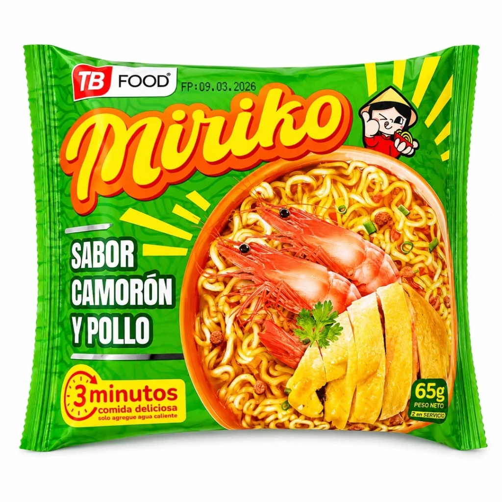 Fideos Instantánea Miriko Sabor Camarón y Pollo – 65 g