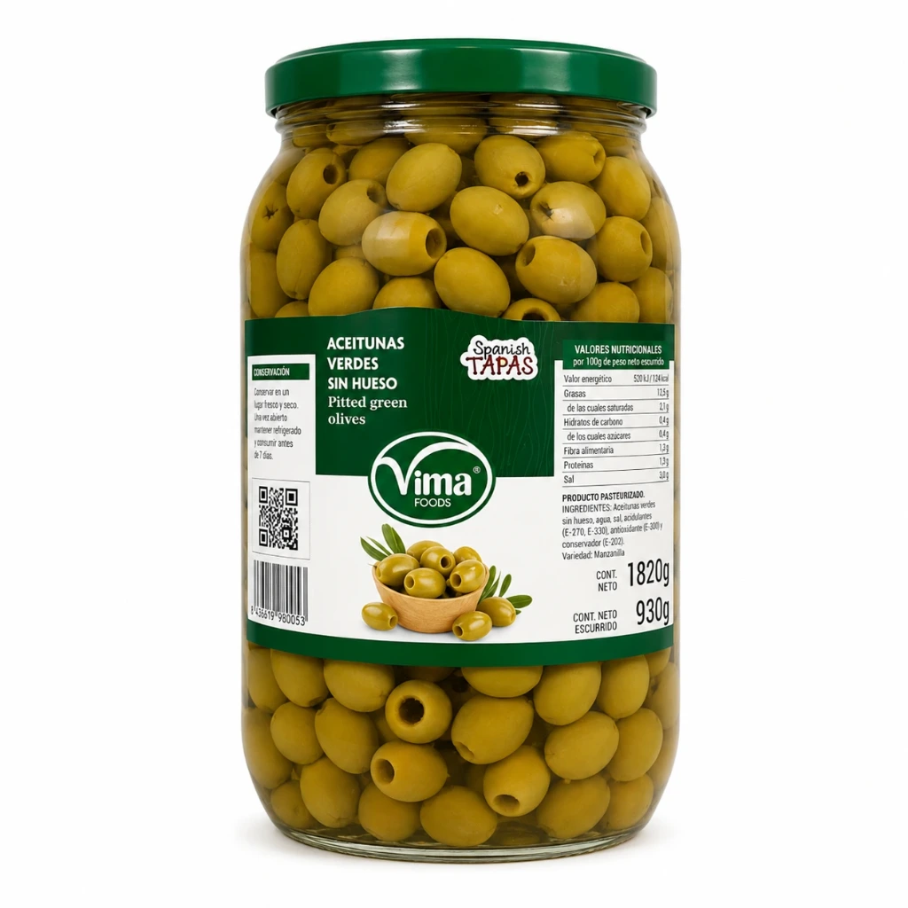 Aceitunas Verdes sin Hueso 1100 g