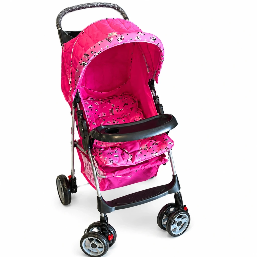 Coche para Bebé Plegable con Bandeja y Capota (Rosa)