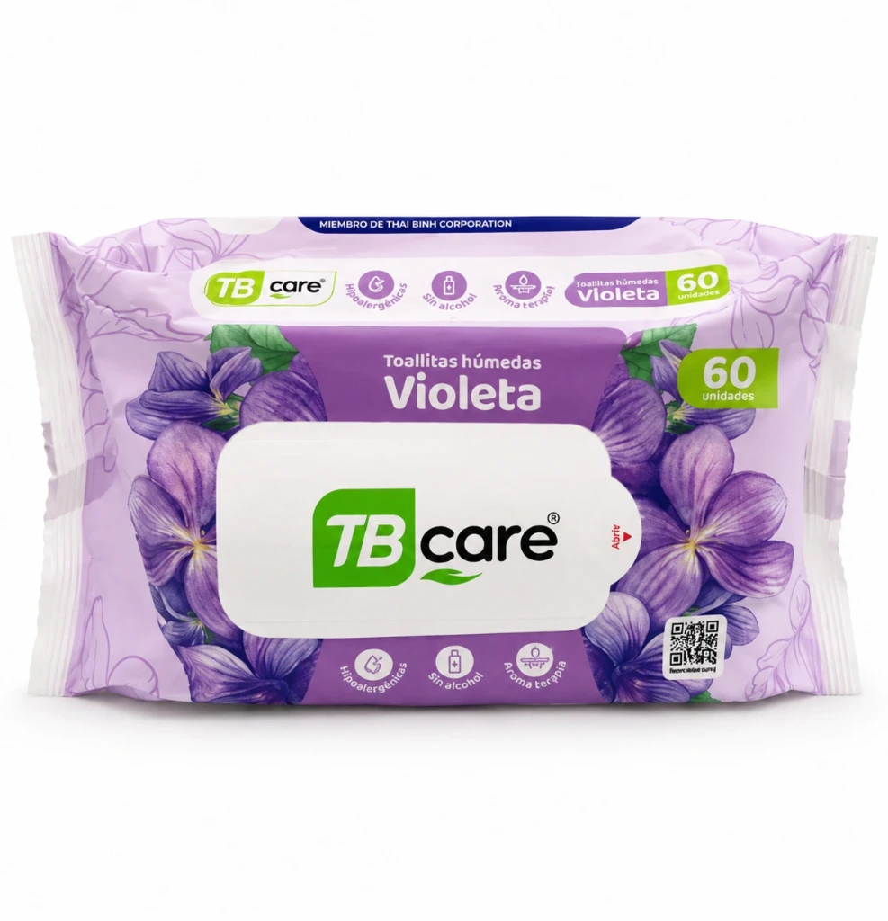 Toallitas Húmedas TB Care Violeta – 60 unidades