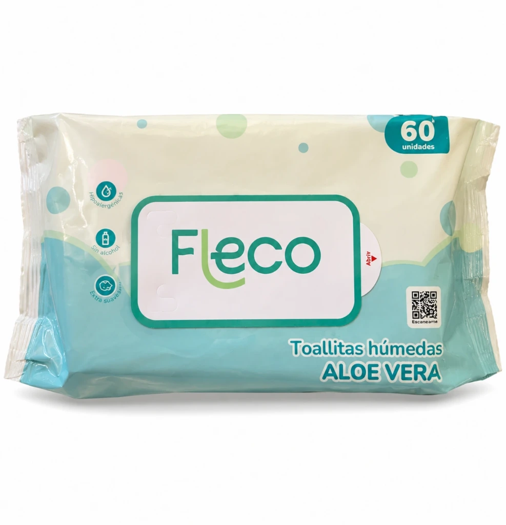 Toallitas Húmedas Fleco con Aloe Vera – 60 unidades