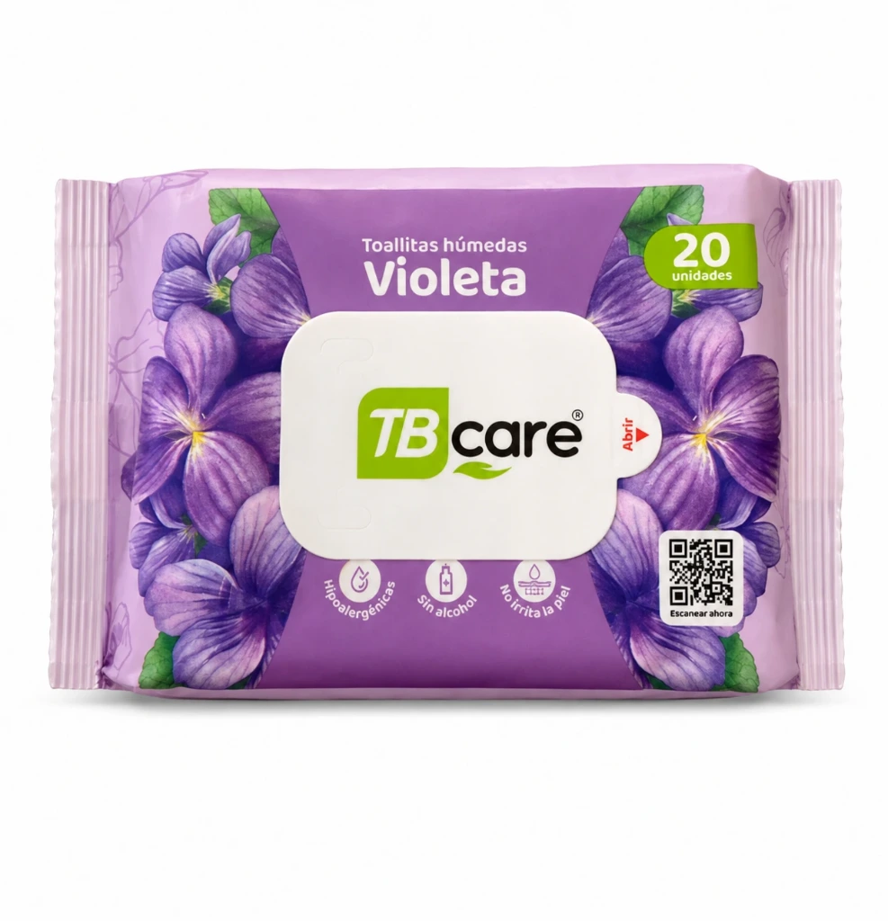 Toallitas Húmedas TB Care Violeta – 20 unidades