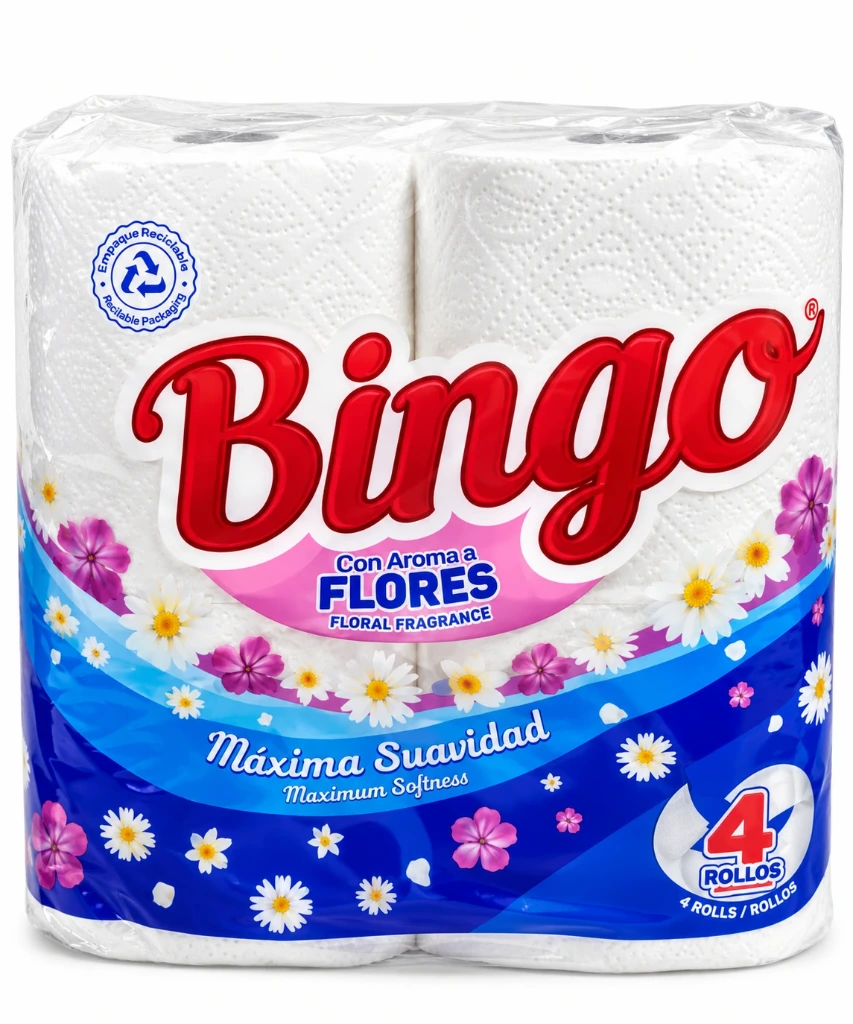 Papel Higiénico Bingo Aroma Floral – 4 Rollos